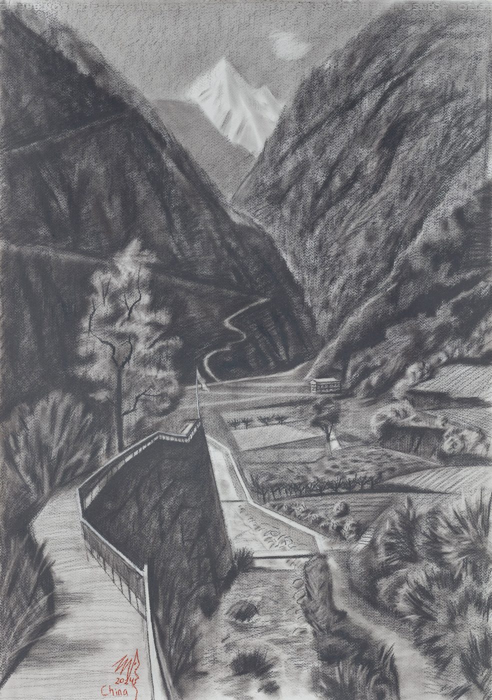 ТИБЕТСКИЙ ПЕЙЗАЖ, Бумага/пастель, 80 × 60 см, 2024, художник Наталья Дикунова