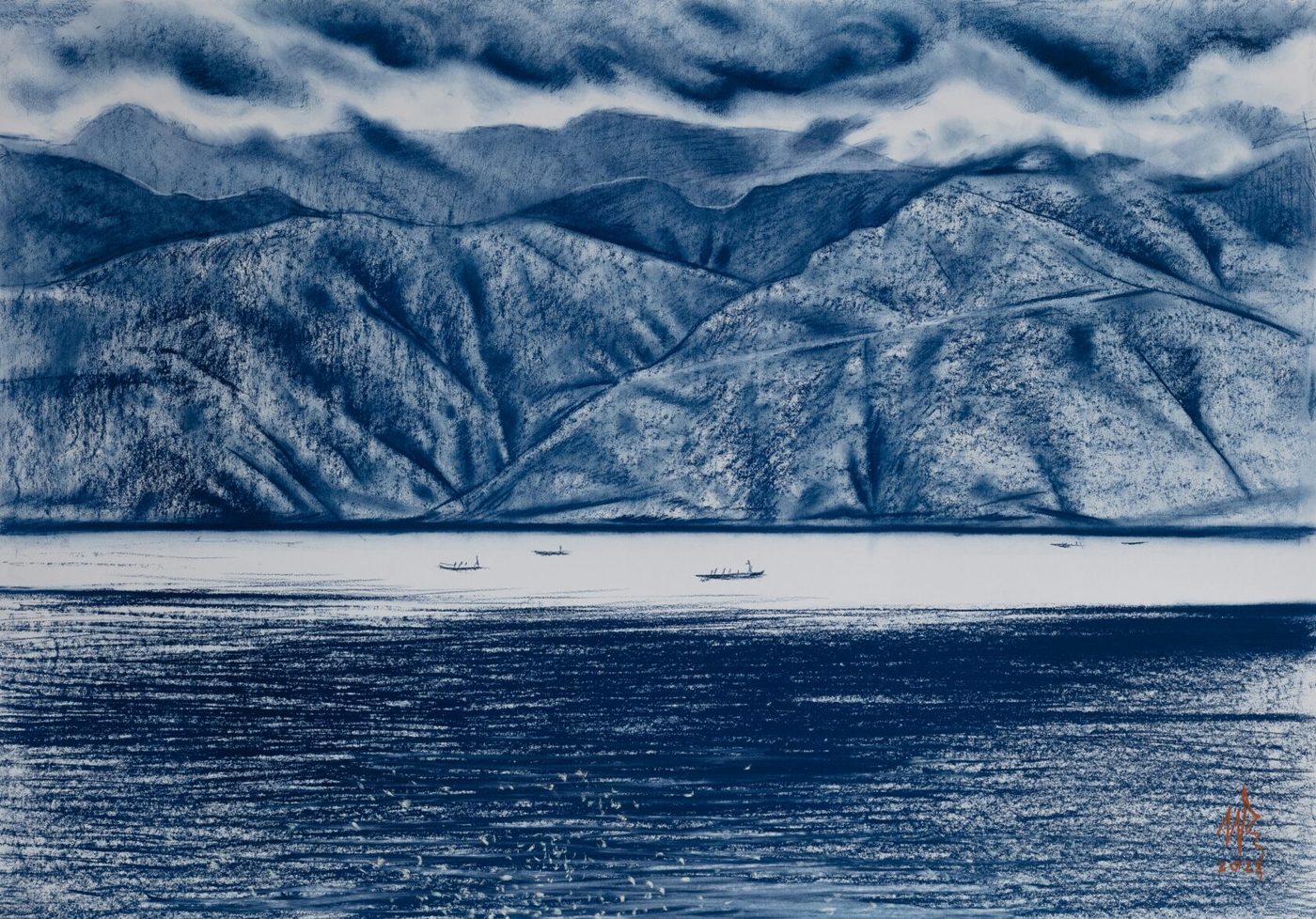 КИТАЙСКИЙ ПЕЙЗАЖ, Бумага/пастель, 80 × 60 см, 2023, художник Наталья Дикунова