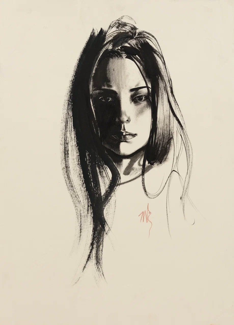 АВТОПОРТРЕТ, Бумага, тушь, 2018, художник Наталья Дикунова